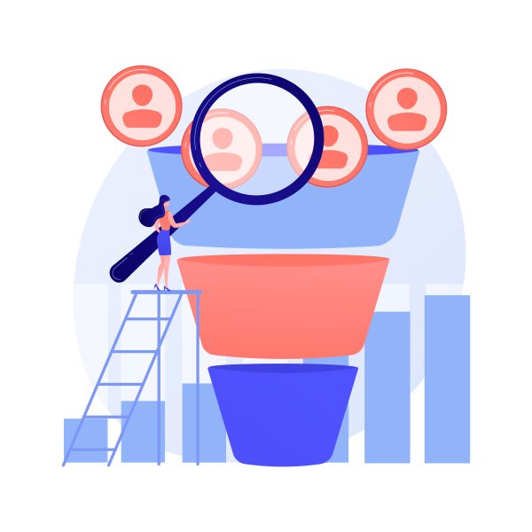 Marketing Funnel Abstract Concept Vector Illustration.