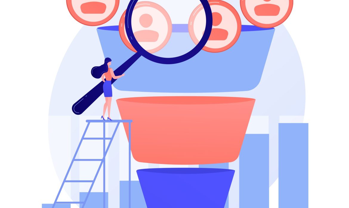 Marketing Funnel Abstract Concept Vector Illustration.