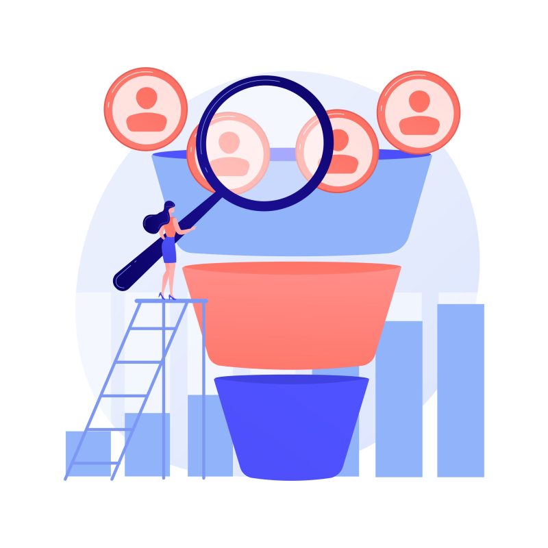 Marketing Funnel Abstract Concept Vector Illustration.