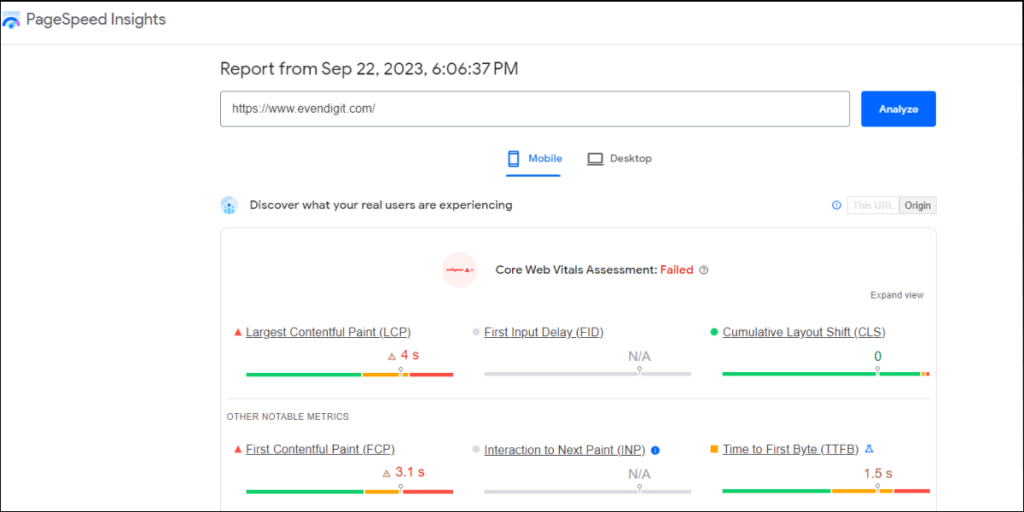 Google Pagespeed Insights